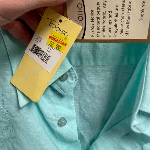 Bohio 100% Linen Guayabera Shirt Men's Size XXL Short Sleeve Button Up Hawaiian - Picture 5 of 5